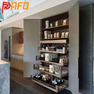 Nouvelle conception de comptoir en quartz personnalisé, garde-manger de cuisine, style européen, placage bois, armoire de cuisine intelligente - Product Image 2