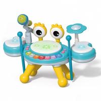 Ensemble de jouets musicaux pour enfants en forme de crabe intégrant un batterie de jazz pour enfants, un clavier électronique, un microphone et un sifflet