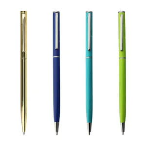 Office Stationery Thin Metal Twist Slim Ball Pens For Promotions