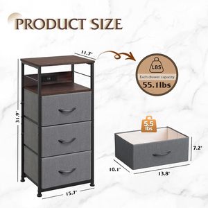 Hot Selling <b>Drawer</b> Storage Cabinet 3 <b>Drawer</b> Dresser Organizer Fabric Storage <b>Chest</b> Large Capacity Organizer Bedside Table - Product Image 3