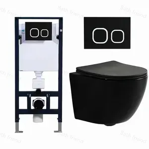 Tankless toilet Ceramic WC matt black seating yellow commode RIMLESS TORNADO Hanging wall toilet