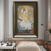 Peinture en grès de Style bouddhiste sur toile Art mural artisanal pour intérieurs paisibles décoration de maison d'hôtel ornement oeuvre