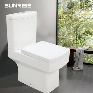 โถสุขภัณฑ์แบบสองชิ้นทรงสี่เหลี่ยม พร้อมที่นั่งสุขภัณฑ์สำหรับผู้สูงอายุ รับน้ำหนักได้มาก รูปทรงยาว - Product Image 1