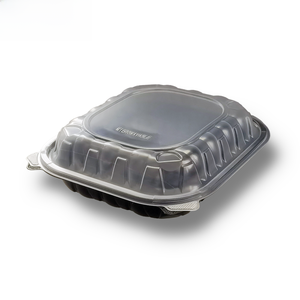 9*10inch 1 Compartment ECO-friendly Disposable Black and Clear Lunch <strong>Box</strong> Environmental Takeout Food Container 150pcs/carton - Product Image 2
