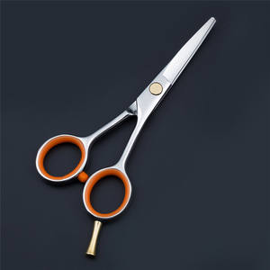 Tijeras para Adelgazar el Cabello con Personalización, 62 mm, Acero Inoxidable, para Diestros, Anillo de Dedo Naranja, Uso Profesional - Product Image 3