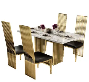 Mesa de comedor redonda de mármol para restaurante, conjunto de mesas y sillas de comedor de lujo italiano para Hotel