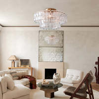 Moderno de lujo clásico francés sala de estar gran banquete Hotel comedor de gama alta de humo claro luces de techo de cristal