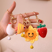 Haakwerk fruit bloem aardbei groente paddenstoel sleutelhangers handgemaakt haak amigurumi dieren tropische vis kip sleutelhanger