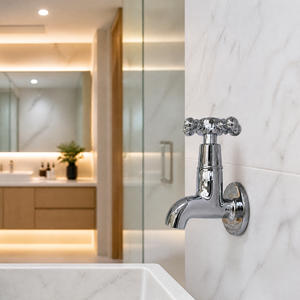 <span class=keywords><strong>Robinet</strong></span> <span class=keywords><strong>de</strong></span> lavabo mural extérieur moderne à un seul trou en zinc chromé avec noyau <span class=keywords><strong>de</strong></span> valve en laiton pour machine à laver - Product Image 4