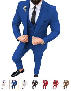 XXS-7XL большие мужские костюмы для выпускного, смокинг, обтягивающий костюм из 3 предметов для жениха, Свадебный костюм для мужчин, пиджак, жилетка, брюки - Product Image 4