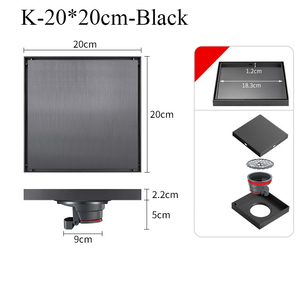 Custom Stainless Steel Square Modern Simple Brushed Floor <b>Drain</b> Tile-Embedded Hidden Odor-Proof <b>Bathroom</b> Hotel - Product Image 1