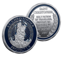 Pièce commémorative en métal Saint Christophe, porte-bonheur de voyage, souvenir porte-bonheur, bénédiction portable
