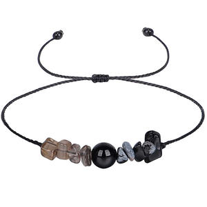 Vente chaude Unisexe Amitié <span class=keywords><strong>Bracelet</strong></span> Flocon De Neige Naturel Fumée <span class=keywords><strong>Quartz</strong></span> Cristal Pierre Cire Corde Tressé Mode Charme <span class=keywords><strong>Bracelet</strong></span> - Product Image 1