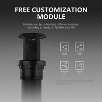 Enchufe Emergente Impermeable IP55 con Cargador Inalámbrico y Torre de Enchufes Integrada con USB para Cocina/Escritorio/Encimera, Enchufe UK, Negro