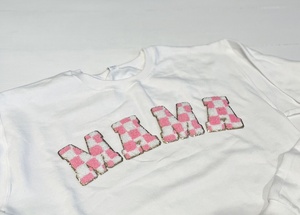 Bán buôn Hồng + Trắng rô Retro font chữ phong cách sắt trên Chenille Thư Các Bản vá lỗi với long lanh Vàng TRIM chấp nhận tùy chỉnh thiết kế - Product Image 3