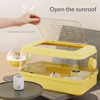 Cage à hamster portable supérieure, transparente, carrée, en plastique, avec vue panoramique complète, double étage, luxe, grande villa, pour un vent naturel