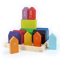 Arc-en-Ciel en bois maison Blocs de Triangle Usine Pyramide Faits À La Main Créatifs Correspondant Jouets Éducatifs Pour enfants