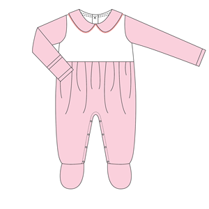 Monograma personalizado Baby Shower regalo bebé con cuello con Picot Trim Coming Home Sleeper niña recién nacida primer <span class=keywords><strong>traje</strong></span> de San Valentín - Product Image 6