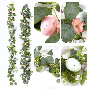 FUYI Artificial Rattan Easter Egg Garland With Flowers And Leaves Home Decoration For Holiday Arrangement - Product Image 3