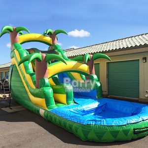 Nhà Máy Giá tùy chỉnh thực hiện bất kỳ kích thước 8M 15m trượt nước <span class=keywords><strong>Inflatable</strong></span> cho trẻ em 22 'làn đường duy nhất nhiệt đới ướt khô trượt - Product Image 4
