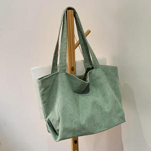 Bolso de hombro de pana personalizado, portátil, reutilizable, de gran capacidad y alta calidad para mujer - Product Image 5