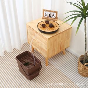 Chinese Style Tea Wastewater <b>Bucket</b> <b>With</b> <b>Lid</b> Large Capacity Plastic Tea Dregs Filter For Home Office Hotel Use - Product Image 1