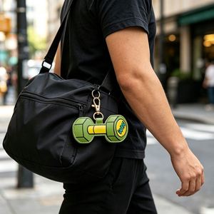 Dumbbell Shape Fitness Keychain Creative PU Leather <b>Key</b> <b>Ring</b> Holder <b>Bag</b> Charm Workout Souvenir Pendant - Product Image 4