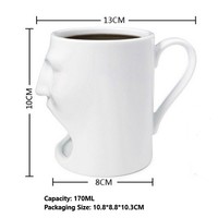 Mug à café en céramique personnalisé en forme de visage amusant avec couche de biscuits - Cadeau d'affaires en stock