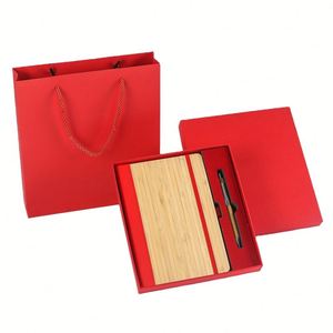 Custom Green Business Diary Pen Gift Set Black Eco-Friendly A5 Bamboo Wooden Recyclable Paper <b>Cover</b> Back School Graduation - Product Image 1