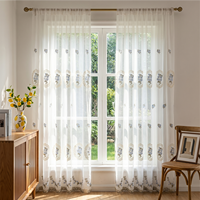 COSENNATUR Rideaux Voilages Floraux Brodés Élégants Filtrant la Lumière pour Salon et Chambre à Coucher