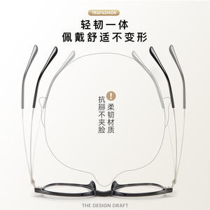 Monture de lunettes ovale légère en alliage TR, monture complète unisexe, verres en résine JF8085 Danyang - Product Image 4