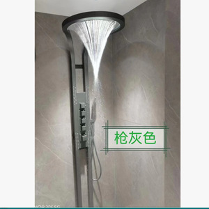 ชุดฝักบัวอัจฉริยะติดผนังแบบกันน้ำ รุ่น Water Droplet Sanitary Ware สีเทาเมทัลลิก หัวฝักบัวขนาดใหญ่ พร้อมหัวฉีดด้านบน สำหรับโรงแรมและห้องน้ำในบ้าน - Product Image 1