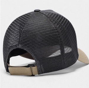 Custom 3D Gold Embroidery Trucker Hat <b>Black</b> & Khaki 6 Panel Mesh Back <b>Baseball</b> <b>Cap</b> Unisex Trucker <b>Cap</b> Two-Tone Mesh Hat - Product Image 3