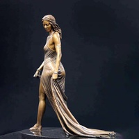 Femme nue de jardin en cuivre Offre Spéciale avec statue en robe sculpture féminine élégante en bronze grandeur nature