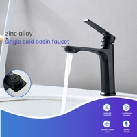 Grifo de Lavabo Moderno de Aleación de Zinc con Acabado Negro Mate, de un Solo Grifo, para Proyectos de Hoteles y Casas de Alquiler
