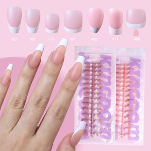 150 Uñas Postizas de Gel al por Mayor, Puntas Francesas Blancas y Negras, Marca Privada, Almendradas, Cuadradas, Coffin, Tiras de Uñas Postizas Francesas - Product Image 1