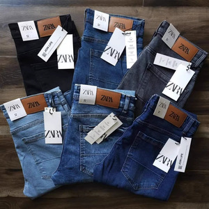 Jeans Cargo de Mezclilla para <span class=keywords><strong>Hombre</strong></span>, Estilo Vintage, Elásticos, Cintura Media, Lavado Medio, Corte Recto, Venta al Por Mayor - Product Image 1