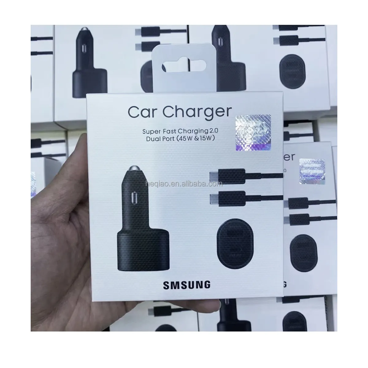 For Samsung Car charger 45W+15W QC4.0 Super fast Dual port USB type C Car charger for Samsung USB C Adapter for iPhone