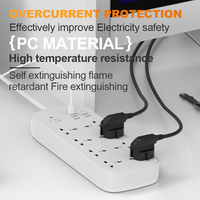 Multiprise universelle OL 10A avec protection contre les surtensions, 8 prises, 4 ports USB-A et 2 ports USB-C, câble de 2 m