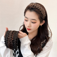 Perruque tressée en arête de poisson, bandeau torsadé intégré, bandeau haut de forme de crâne avec dents, épingle à cheveux antidérapante, bandeau pour femme