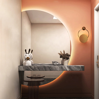 Espejo Inteligente de Pared de Media Luna sin Marco con Luces LED Iluminadas y Bluetooth, Espejo de Baño Impermeable