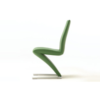 Chaise de salle à manger moderne en velours en forme de Z avec revêtement en cuir PU et acier inoxydable chromé
