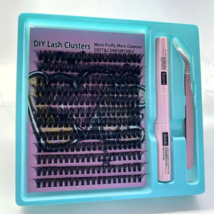 Kit <span class=keywords><strong>de</strong></span> <span class=keywords><strong>cils</strong></span> en grappe DIY Lanting Yate avec colle et outils, 12 rangées, volume intense 10D-20D, style naturel/bouclé/volumineux - Product Image 4