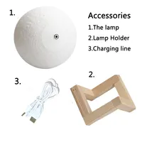 Livraison immédiate Impression 3D Lampe de Lune Rechargeable Veilleuse LED Creative Touch Switch Moon Light For Bedroom Decoration Birthday Gift