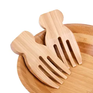 Kitchen Salad Claw Hand Server Wood Salad Servers for Salad Mixing and Serving