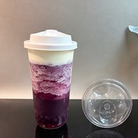 Gobelets en plastique PET transparents personnalisés à faible MOQ, type Dabba, 8, 10, 12, 16, 20, 24 oz, pour Bubble Tea avec couvercle Panda, pour usage extérieur