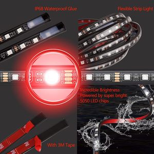 Kit d'éclairage LED RGBIC sous carrosserie pour voitures, 6 pièces, avec luminosité/longueur personnalisables, étanche IP68, effet de poursuite dynamique - Product Image 4