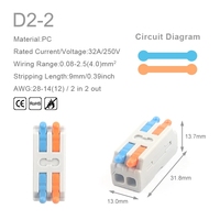 Mini Connecteur de Fil Rapide Universel Compact, Borne de Raccordement à Poussoir 2/3 Broches, 1 Entrée Plusieurs Sorties avec Trou de Fixation