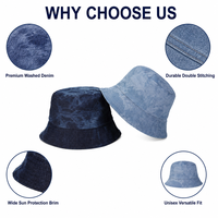 Topi Bucket Nelayan Eropa Amerika 2025, Dapat Dibalik, Bordir 3D, Denim Vintage, Untuk Memancing, Bepergian, Santai