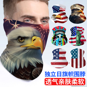 Fleece-Lined Cycling Face Mask Unisex Ski Neck Warmer Independence Day Digital Print Windproof Sports Mask - Product Image 2